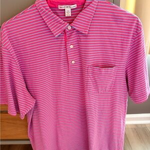 Peter Millar Men's Pima Cotton Polo in Pink and White Stripes